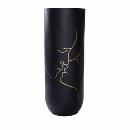 DKD Home Decor Jarrón de Resina Beso Mate Negro 35x35x90 cm
