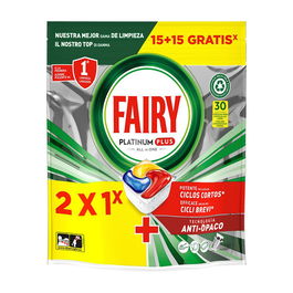 Fairy Platinum Plus Capsulas Lavavajillas Limón 15 + 15 uds
