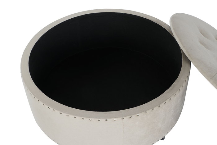 DKD Home Decor Descalzadora de Poliéster y MDF con Tapa, Beige y Plateado DKD Home Decor Descalzadora de Poliéster y MDF con Tapa, Beige y Plateado