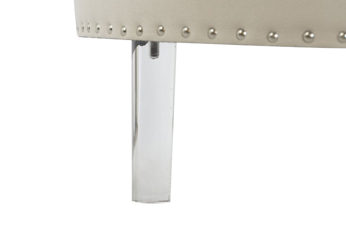 DKD Home Decor Descalzadora de Poliéster y MDF con Tapa, Beige y Plateado DKD Home Decor Descalzadora de Poliéster y MDF con Tapa, Beige y Plateado