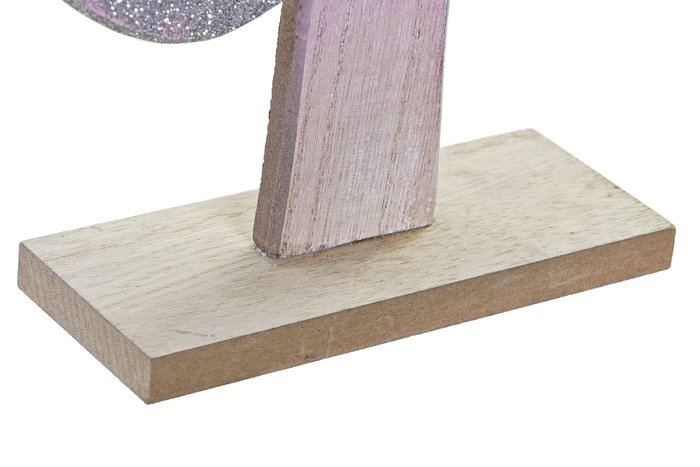 DKD Home Decor Árbol de Madera con Purpurina Rosa
