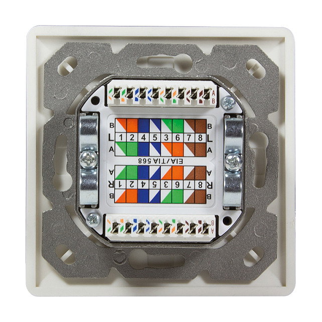 LogiLink Toma de pared Cat.6 2xRJ45 STP horizontal, blanco puro LogiLink Toma de pared Cat.6 2xRJ45 STP horizontal, blanco puro