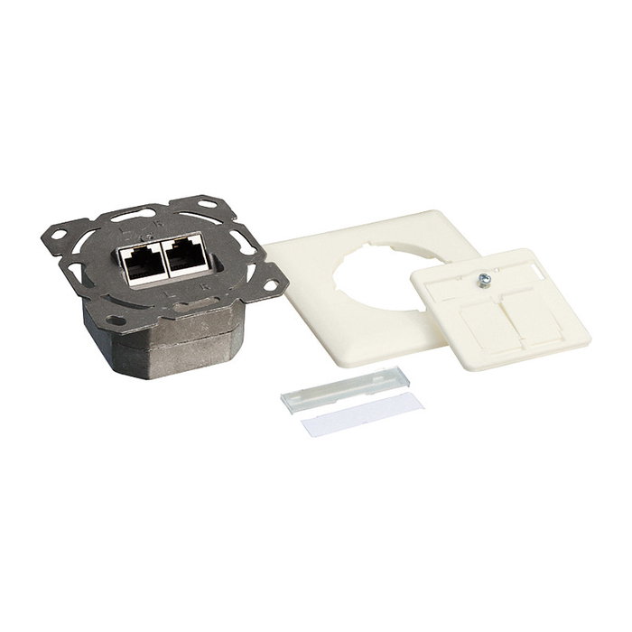 LogiLink Toma de pared Cat.6 2xRJ45 STP horizontal, blanco puro LogiLink Toma de pared Cat.6 2xRJ45 STP horizontal, blanco puro