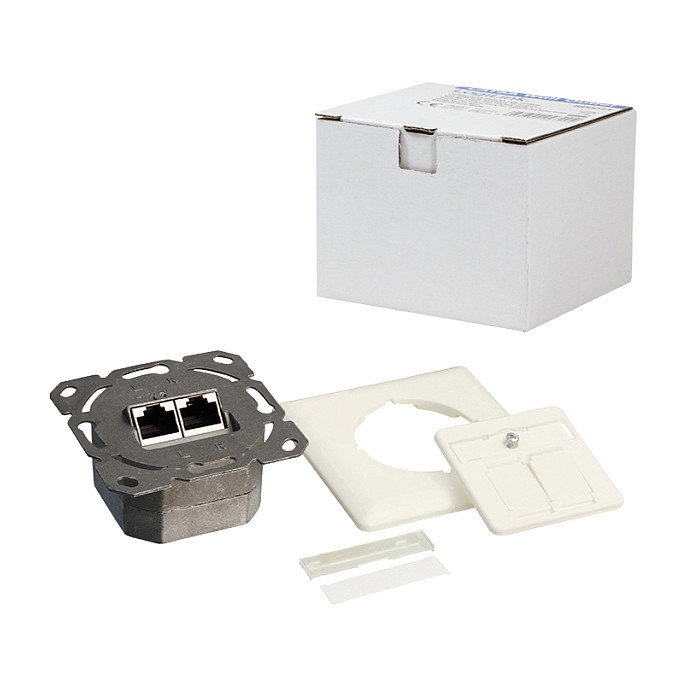 LogiLink Toma de pared Cat.6 2xRJ45 STP horizontal, blanco puro LogiLink Toma de pared Cat.6 2xRJ45 STP horizontal, blanco puro