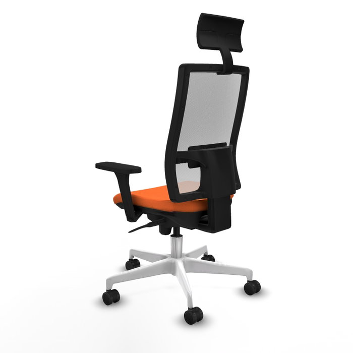 PIQUERAS Y CRESPO Silla de oficina Horna con mecanismo Sincro, Tela Naranja y Malla Blanca PIQUERAS Y CRESPO Silla de oficina Horna con mecanismo Sincro, Tela Naranja y Malla Blanca