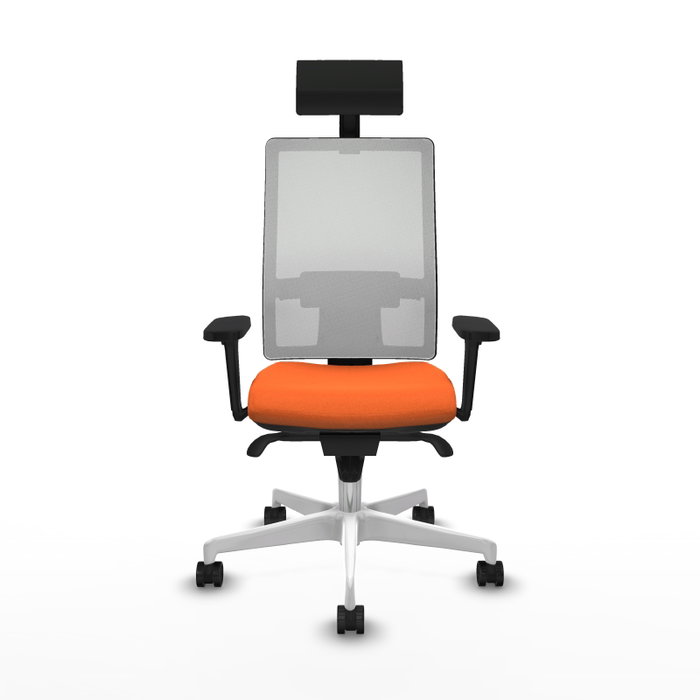 PIQUERAS Y CRESPO Silla de oficina Horna con mecanismo Sincro, Tela Naranja y Malla Blanca PIQUERAS Y CRESPO Silla de oficina Horna con mecanismo Sincro, Tela Naranja y Malla Blanca