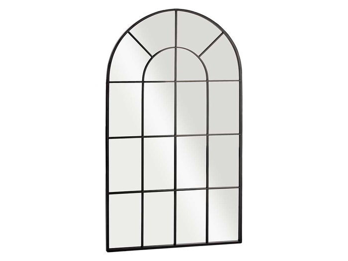 Giftdecor Espejo Ventanal Curvado Negro 120x70 cm, Cristal y Metal, Colocación Vertical