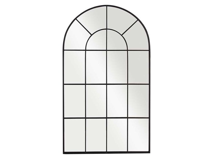 Giftdecor Espejo Ventanal Curvado Negro 120x70 cm, Cristal y Metal, Colocación Vertical
