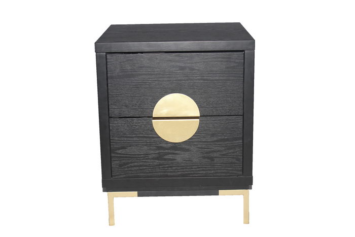 DKD Home Decor Mesita De Noche Oriental Negro Dorado 40 x 50 x 40 cm