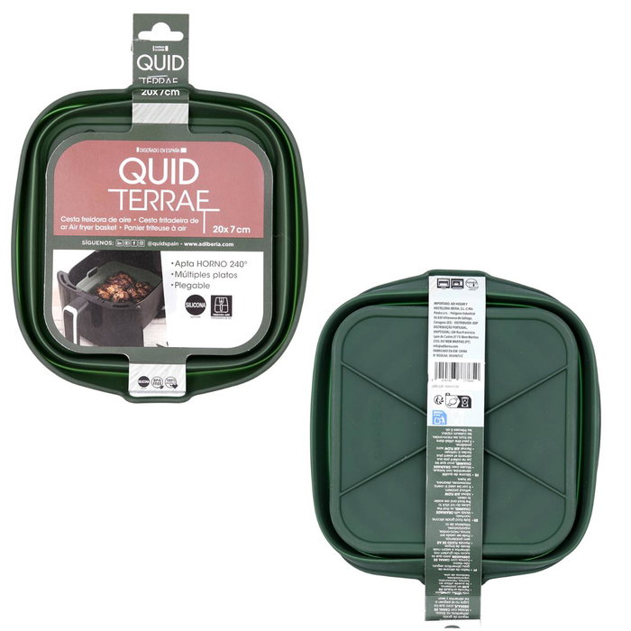 Quid Cesta Plegable Cuadrada Terrae 20x20x8 cm Verde