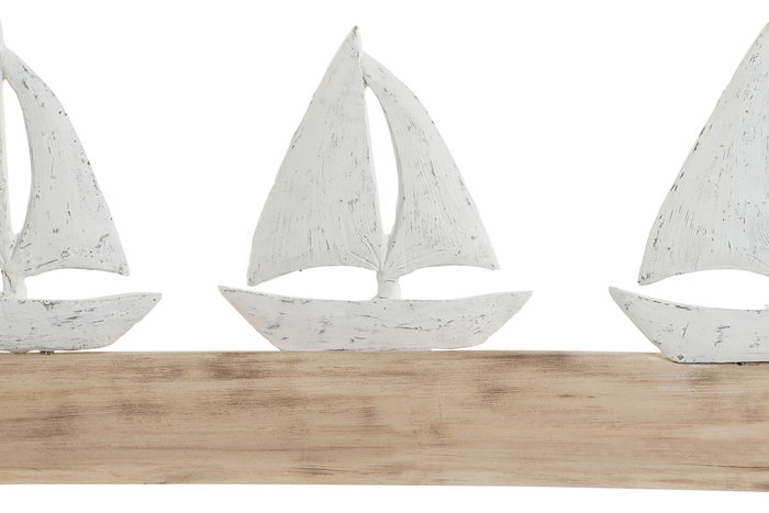 DKD Home Decor Decoración de Veleros en Mango y Resina Blanco