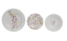 DKD Home Decor Vajilla Almendro Rosa 18 Piezas de Porcelana
