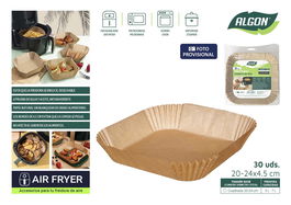 Inde Set 30 Bases Papel Airfryer Cuadradas 24 cm (24 Unidades)
