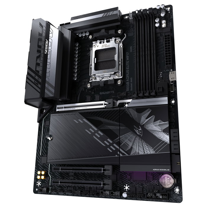Gigabyte Placa Base B850 AORUS ELITE WIFI7 para AMD Ryzen Serie 9000, VRM 14+2+2 fases, DDR5 8200MHz (OC), 1xPCIe 5.0 + 2xPCIe 4.0 M.2, LAN 2.5, WiFi 7, USB 3.2 Gen 2x2