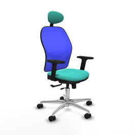PIQUERAS Y CRESPO Silla de oficina Jorquera con mecanismo Sincro/Traslack, Turquesa y Azul