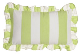 DKD Home Decor Cojín de Algodón Reciclado con Volantes y Rayas Verde 50x30 cm
