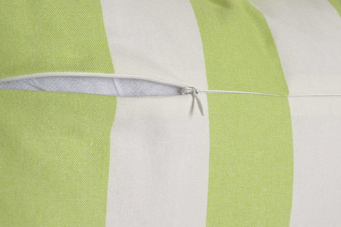 DKD Home Decor Cojín de Algodón Reciclado con Volantes y Rayas Verde 50x30 cm