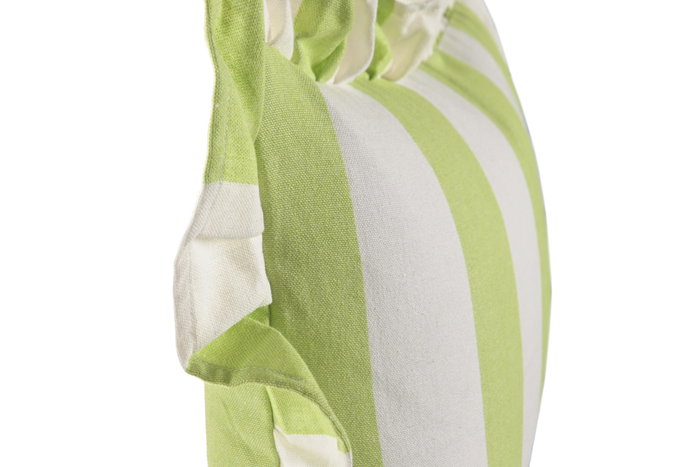 DKD Home Decor Cojín de Algodón Reciclado con Volantes y Rayas Verde 50x30 cm