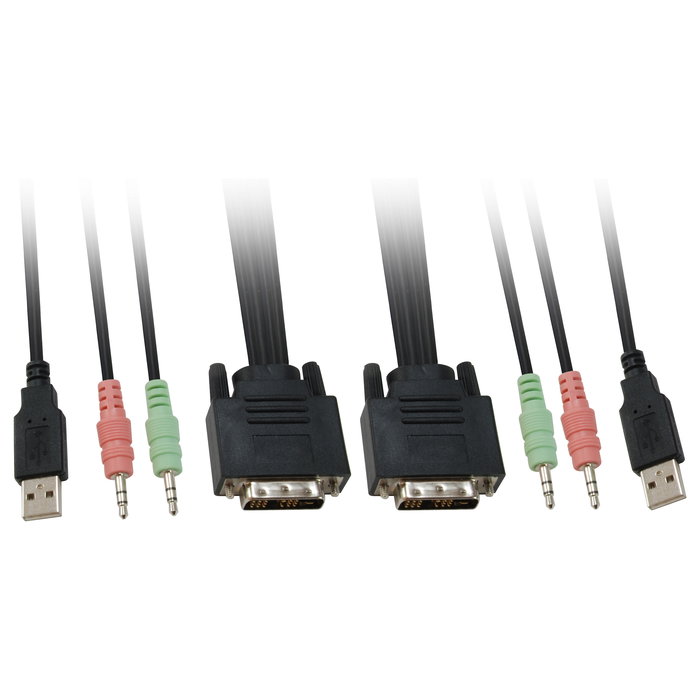 Level One KVM-0260 V2 Switch DVI/USB con Audio, Soporta 1920x1200, 2 Puertos, Negro/Gris