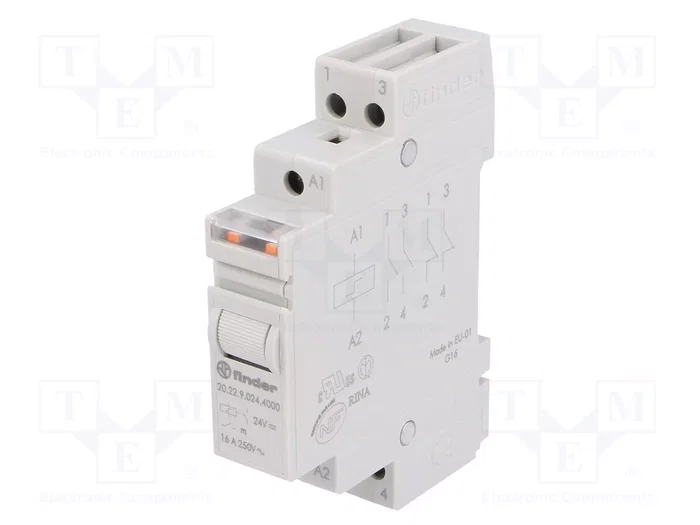 FINDER Relé de instalación biestable 24V DC 16A NA x2 FINDER Relé de instalación biestable 24V DC 16A NA x2