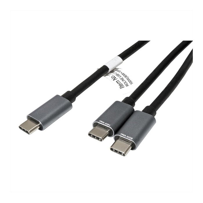 ROLINE Cable divisor USB C a 2 x USB C, 1,85 m, Negro