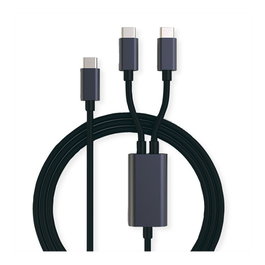 ROLINE Cable divisor USB C a 2 x USB C, 1,85 m, Negro