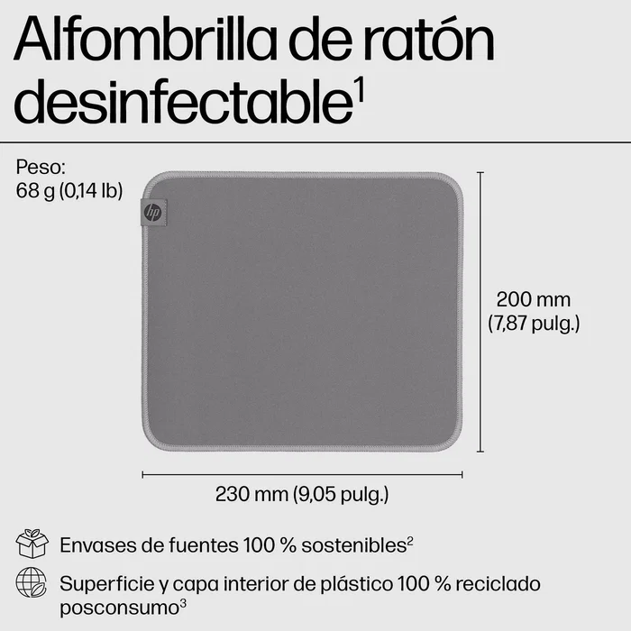 HP Alfombrilla de ratón 100 Sanitizable Gris