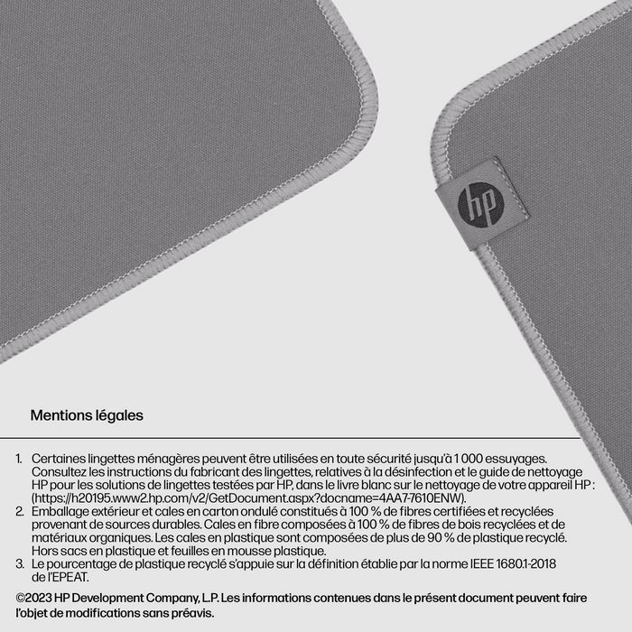 HP Alfombrilla de Ratón Sanitizable Antideslizante Resistente a Derrames - HP 100