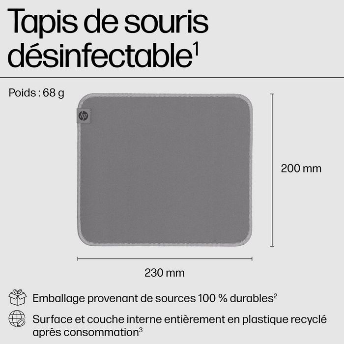 HP Alfombrilla de Ratón Sanitizable Antideslizante Resistente a Derrames - HP 100