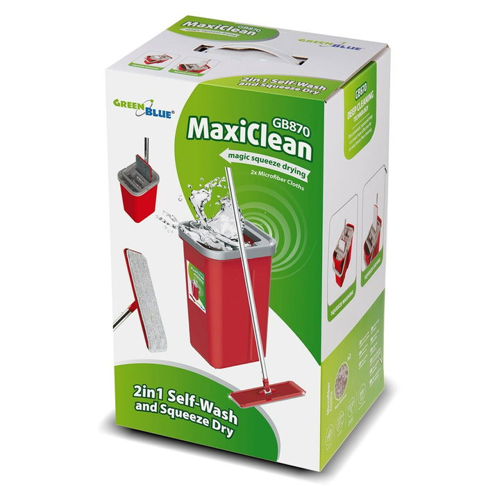 Juego de fregona plana maxiclean con cubo de limpieza 2 en 1 5,7 l Juego de fregona plana maxiclean con cubo de limpieza 2 en 1 5,7 l