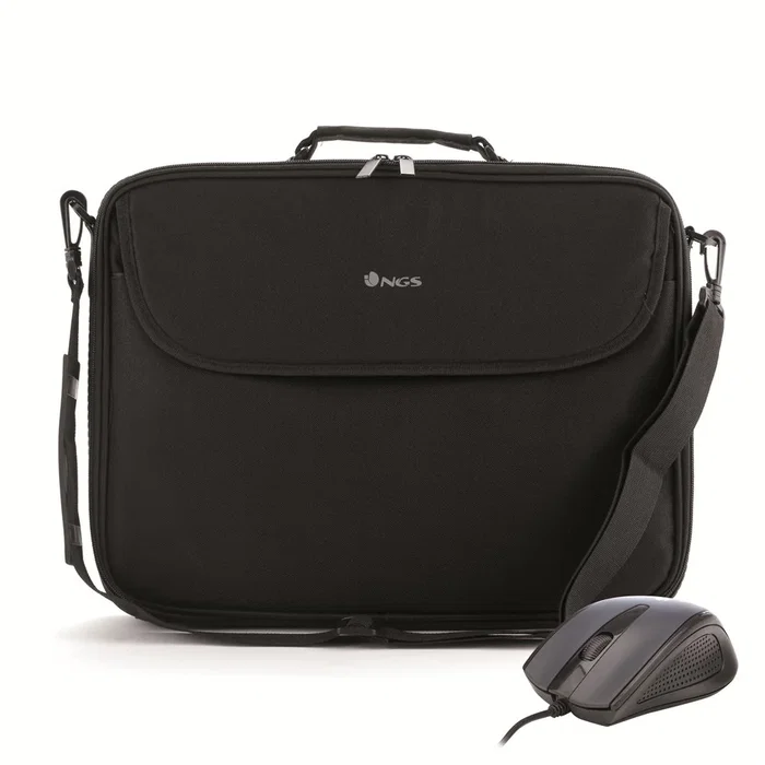NGS Bureau Kit - Maletín Bandolera para Portátil 16'' Negro con Compartimentos y Ratón Óptico Black Cozy de 800 DPI Incluido NGS Bureau Kit - Maletín Bandolera para Portátil 16'' Negro con Compartimentos y Ratón Óptico Black Cozy de 800 DPI Incluido