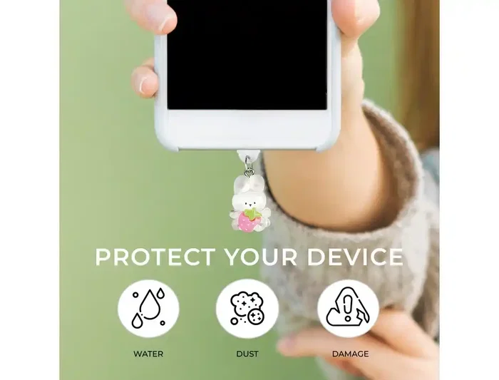 Wondee Charm Funny Type-C White Rabbit - Protector de Puerto Decorativo para Móvil, Accesorio para Smartphone, 25x10x20 mm Wondee Charm Funny Type-C White Rabbit - Protector de Puerto Decorativo para Móvil, Accesorio para Smartphone, 25x10x20 mm