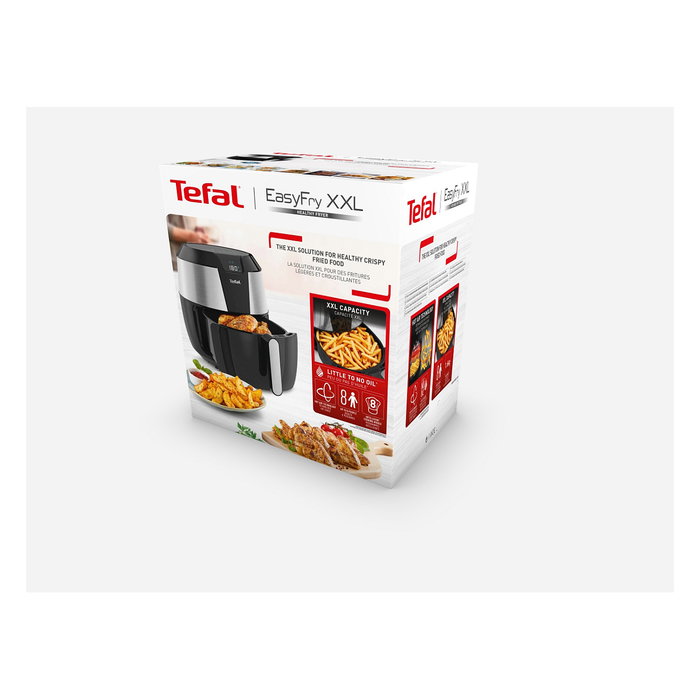 Tefal EY701D Easy Fry XXL Freidora de Aire Caliente 5.6L, 1850W, 8 Programas, Capacidad 1.6kg, 200°C, Digital, Negra/Acero Inoxidable Tefal EY701D Easy Fry XXL Freidora de Aire Caliente 5.6L, 1850W, 8 Programas, Capacidad 1.6kg, 200°C, Digital, Negra/Acero Inoxidable