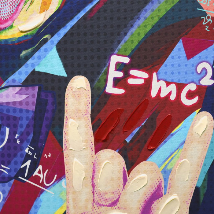 DKD Home Decor Cuadro LED Lienzo Einstein Pintado a Mano 63x3x93 cm