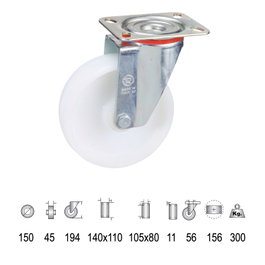WOLFPACK LINEA PROFESIONAL Rueda Industrial Nylon Placa 150 mm