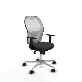 PIQUERAS Y CRESPO Silla de oficina Jorquera con mecanismo sincro, Tela Negro y Malla Blanco