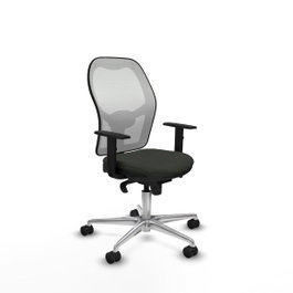 PIQUERAS Y CRESPO Silla de oficina Jorquera con mecanismo sincro, Tela Negro y Malla Blanco