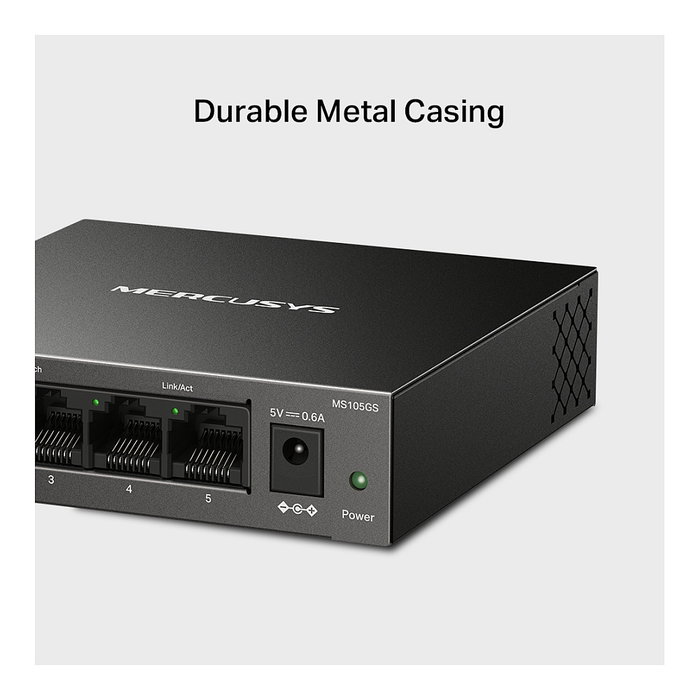 Mercusys MS105GS Switch Gigabit de 5 puertos Negro