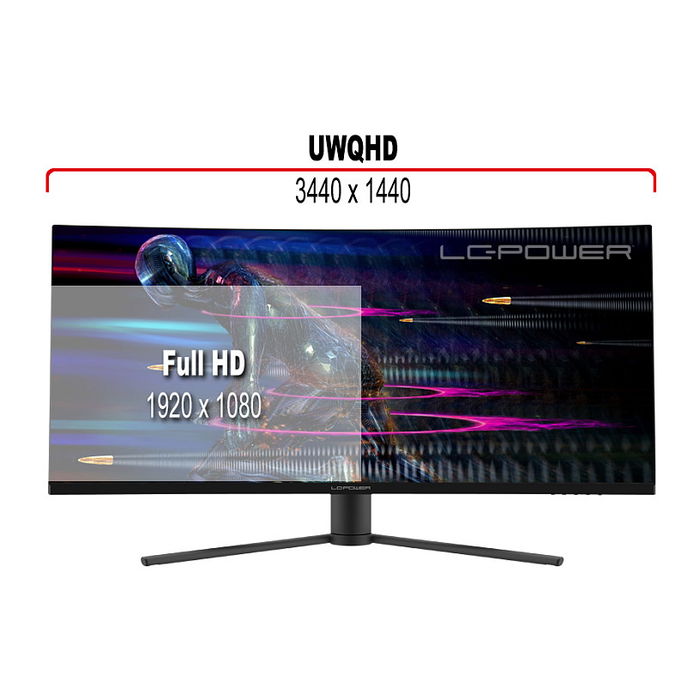 LC-Power Monitor LC-M34-UWQHD-165-C 86.4cm (34") UltraWide Quad HD 165Hz VA 4ms Negro Rojo