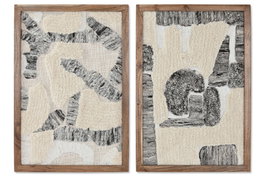 DKD Home Decor Cuadro Algodón Acacia Abstracto Surtido de 2 Unidades