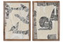 DKD Home Decor Cuadro Algodón Acacia Abstracto Surtido de 2 Unidades