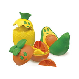 CLEMENTONI 17512 Cesta de Frutas - Juguete Sensorial Educativo para Bebés +12 Meses, Juego de Manipulación con Aguacate, Piña y Naranja, Multilingüe (ES, EN, FR, DE, IT, PT)
