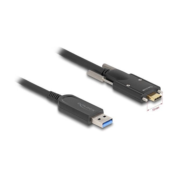 DeLOCK Cable Óptico Activo USB-A a USB-C™ 10 m con Tornillos de Seguridad DeLOCK Cable Óptico Activo USB-A a USB-C™ 10 m con Tornillos de Seguridad
