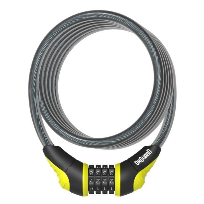Onguard Candado de Acero con Cable y Cierre Numérico de 4 Combinaciones, 180 cm, 12mm, Amarillo Onguard Candado de Acero con Cable y Cierre Numérico de 4 Combinaciones, 180 cm, 12mm, Amarillo