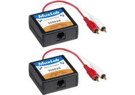 MUXLAB Balun Estéreo Cat.5 Pack 2 Piezas Extensión Señal Audio RCA Emisor-Receptor hasta 1 km