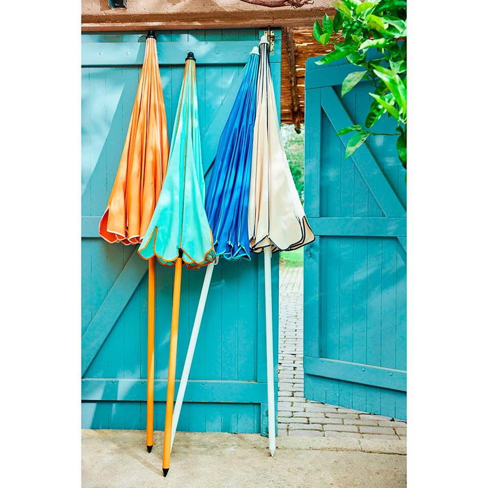 Outdoor Living By Decoris Parasol de Jardín Azul con Ribete Verde Agua Ø195 x 215 cm - UV400, Repelente al Agua, Altura Regulable, Inclinación, Bolsa Incluida