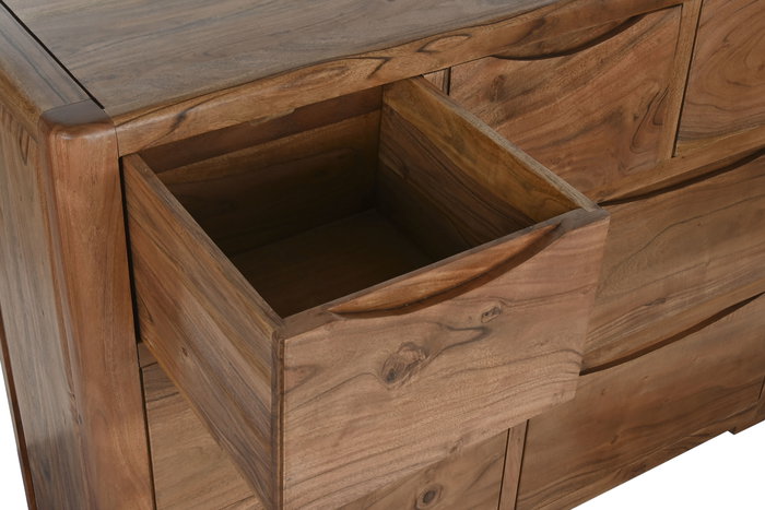 DKD Home Decor Cómoda Alpino Marrón de madera de acacia 40 x 90 x 120 cm con 7 cajones