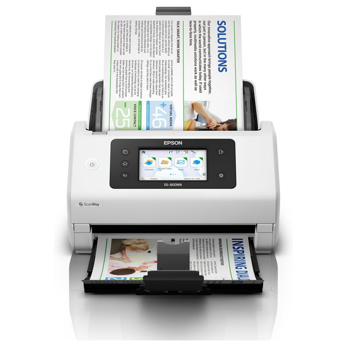 Epson WorkForce DS-800WN Escáner A4 Network y Wifi Autónomo, 50ppm/100ipm, Alimentador 100 Hojas, Compatible Open Platform