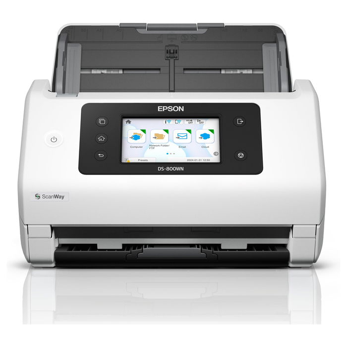 Epson WorkForce DS-800WN Escáner A4 Network y Wifi Autónomo, 50ppm/100ipm, Alimentador 100 Hojas, Compatible Open Platform