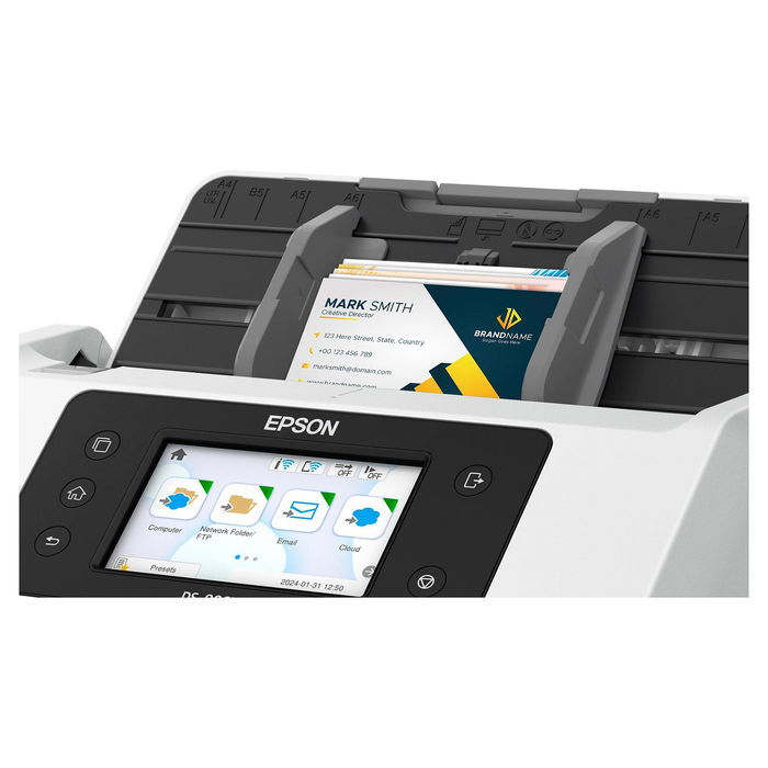 Epson WorkForce DS-800WN Escáner A4 Network y Wifi Autónomo, 50ppm/100ipm, Alimentador 100 Hojas, Compatible Open Platform
